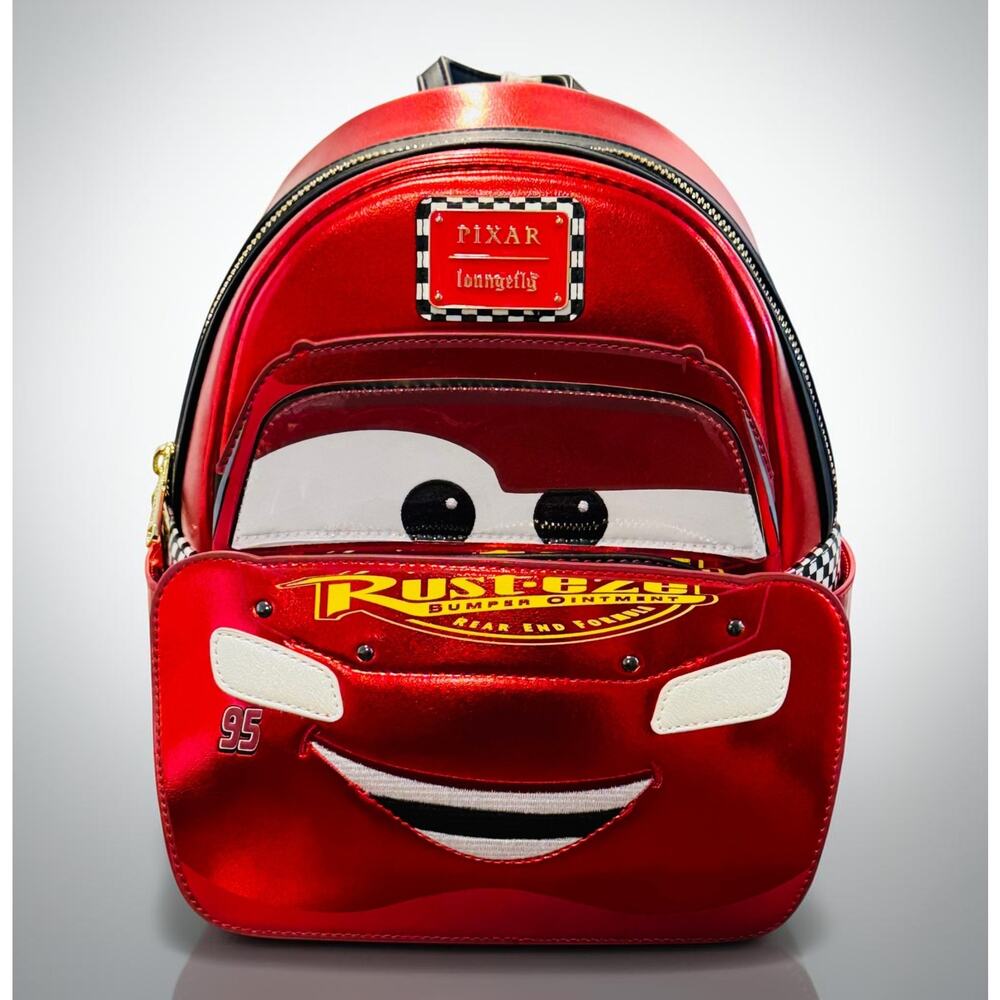 Loungefly Disney Pixar Cars Lightning McQueen Metallic Mini Backpack NWT